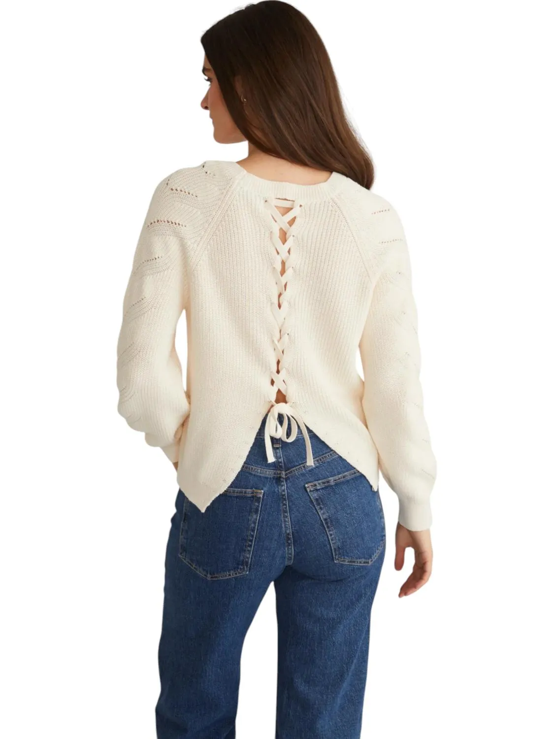 525 America - Lace Back Raglan Sweater