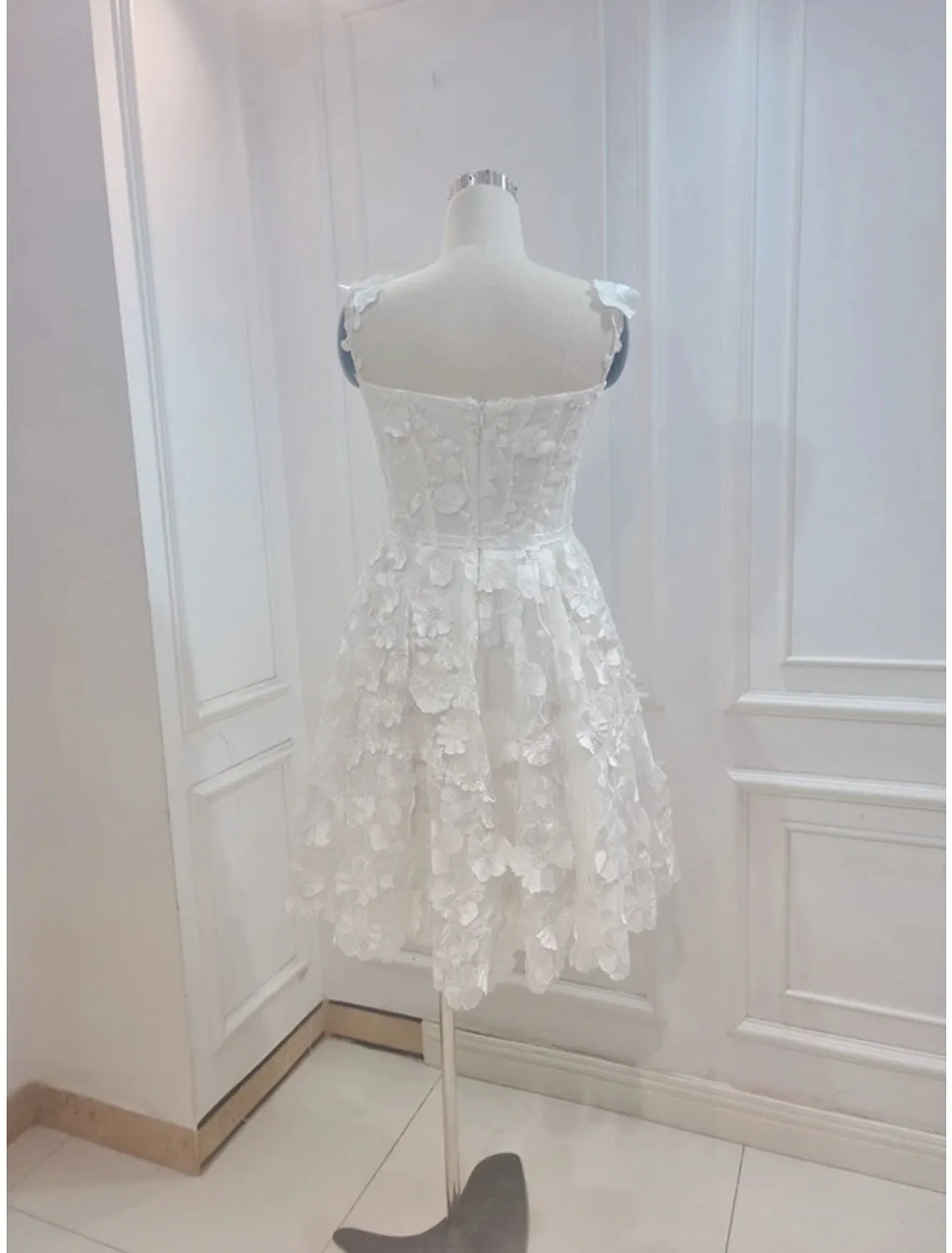 A-Line Cocktail Dresses Floral Dress Summer Short / Mini Sleeveless Spaghetti Strap Tulle