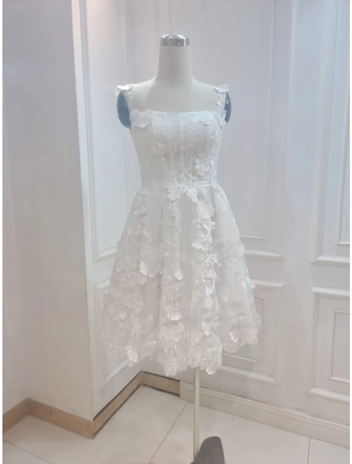 A-Line Cocktail Dresses Floral Dress Summer Short / Mini Sleeveless Spaghetti Strap Tulle