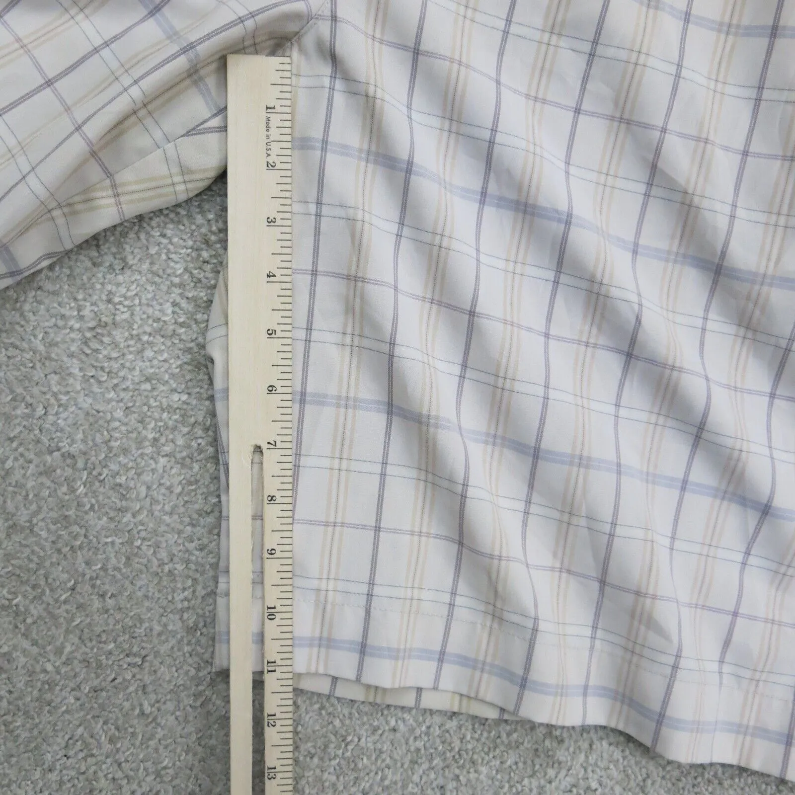 Adidas Mens Plaid Checked Casual Stretch Chino Shorts Mid Rise Tan Cream Size 38