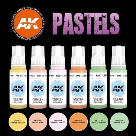 AK Interactive AKI 11607 Pastels Acrylic Paints Set (6)