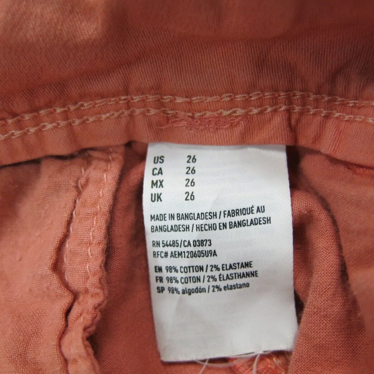 American Eagle Mens Classic Fit Casual Chino Shorts Mid Rise Coral Size 26
