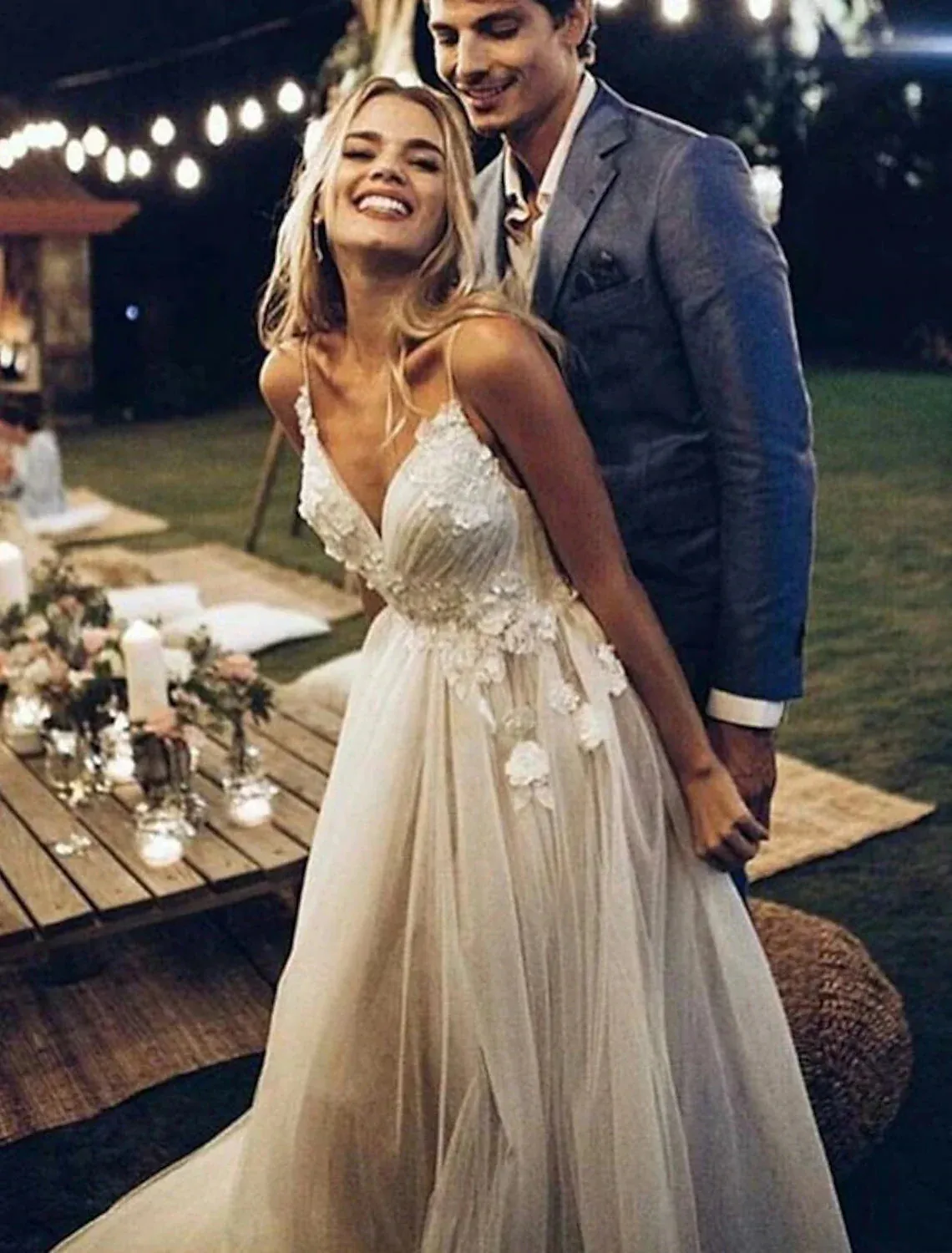 Beach Wedding Dresses A-Line Sweetheart Camisole Spaghetti Strap Sweep / Brush Train Lace Outdoor Bridal Gowns With Lace 2023 Summer Wedding Party