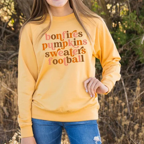 Bonfires Pumpkins Sweaters Colorful Lightweight Sw