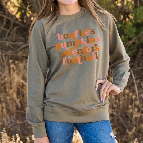 Bonfires Pumpkins Sweaters Colorful Lightweight Sw