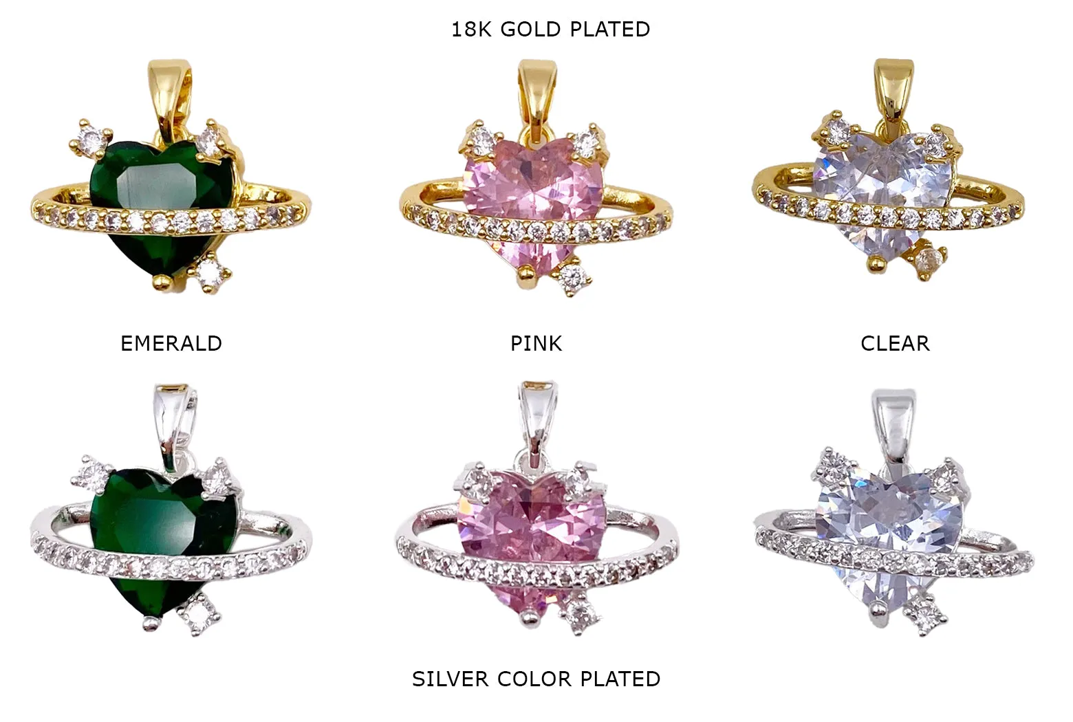CB2002 Cubic Zirconia Heart Charm Pendant