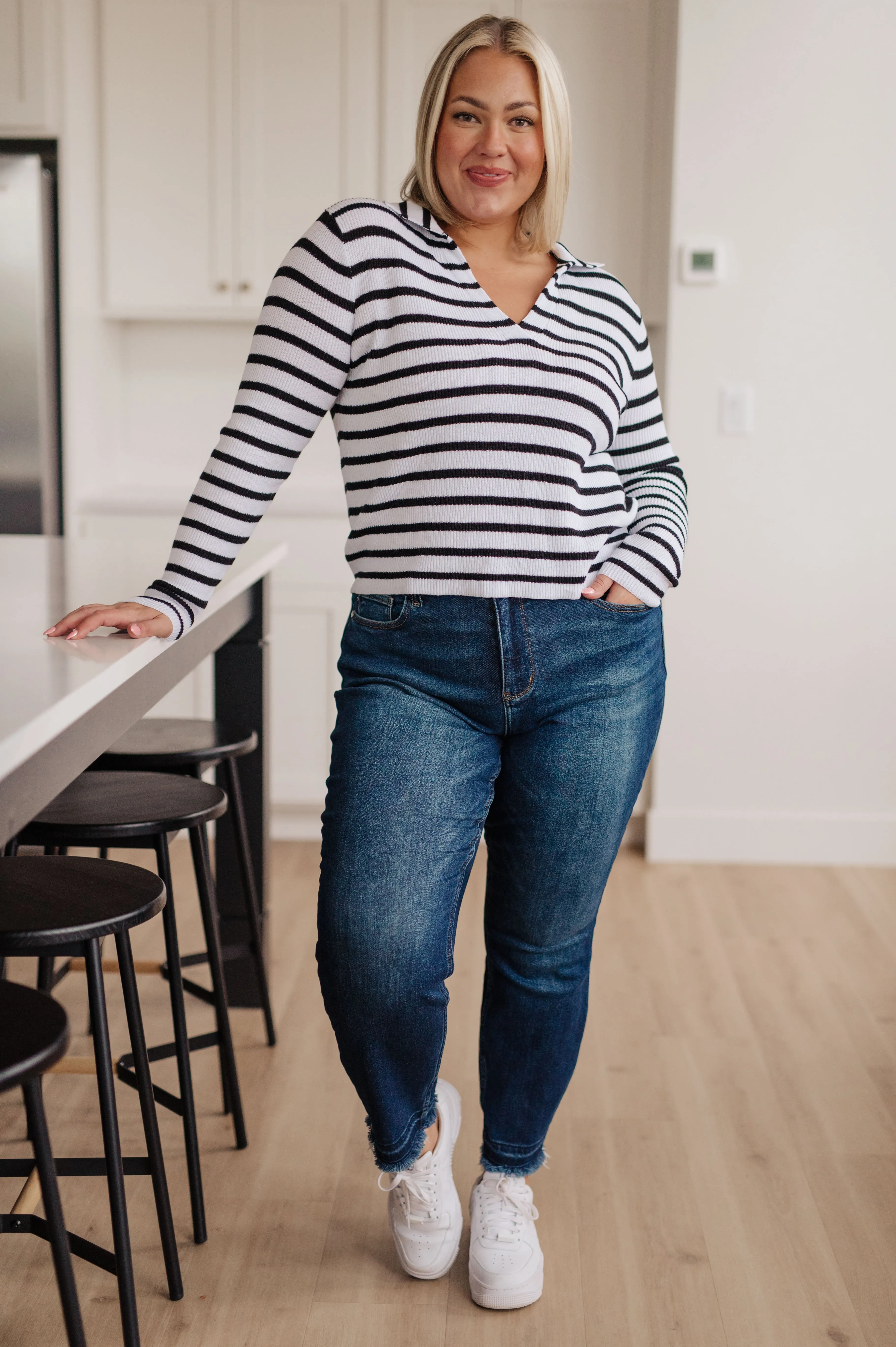 Collared Striped Sweater