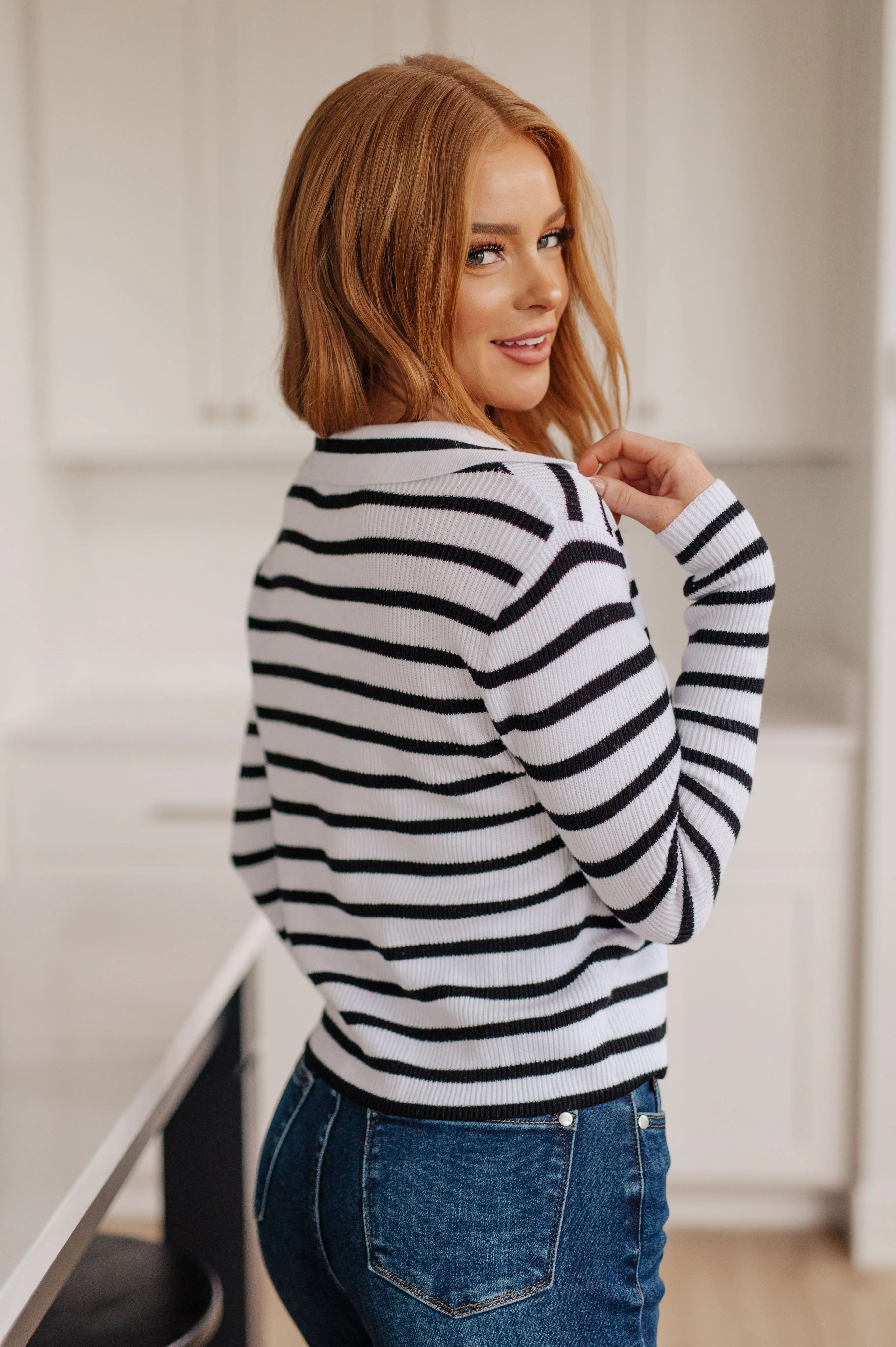 Collared Striped Sweater