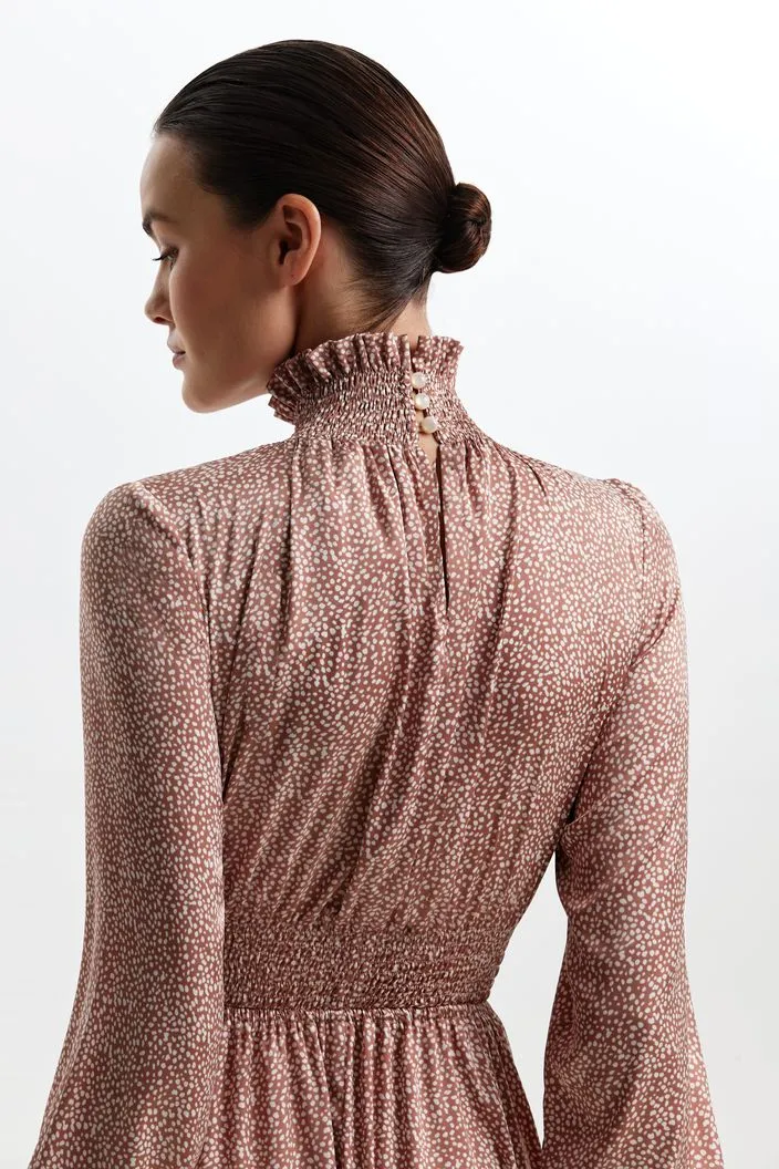 Dea Casual Dresses Floral Dress Vintage Pink Long Sleeve Evening Dress
