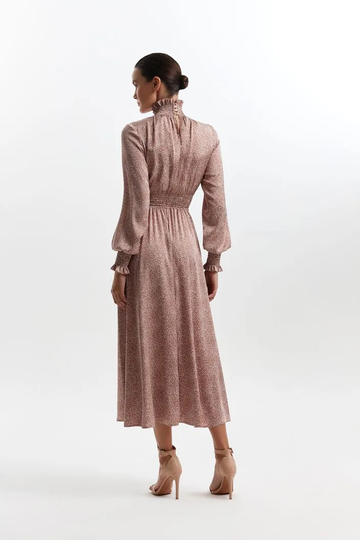 Dea Casual Dresses Floral Dress Vintage Pink Long Sleeve Evening Dress