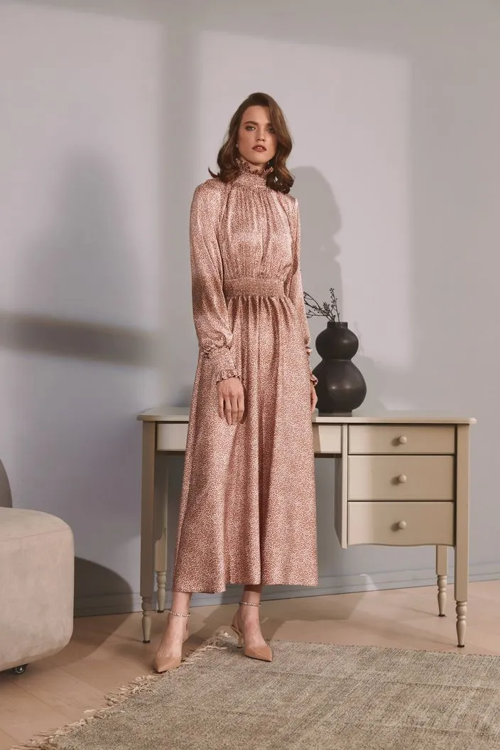 Dea Casual Dresses Floral Dress Vintage Pink Long Sleeve Evening Dress