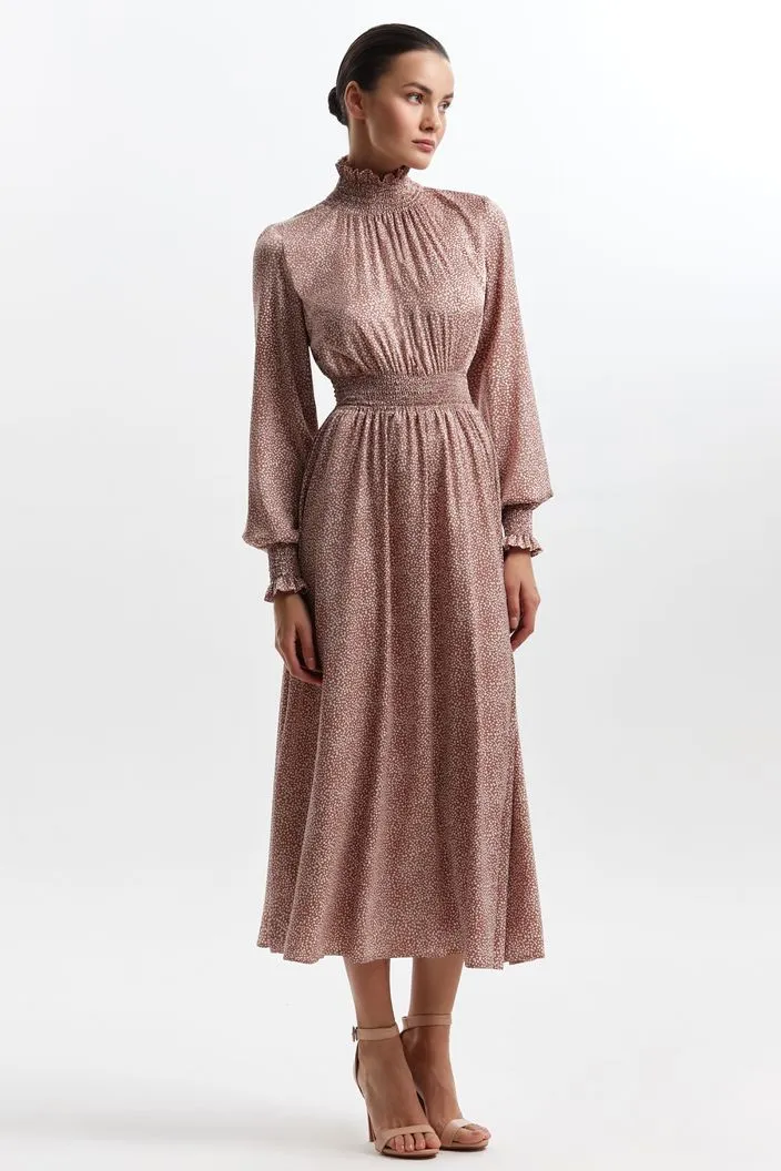Dea Casual Dresses Floral Dress Vintage Pink Long Sleeve Evening Dress