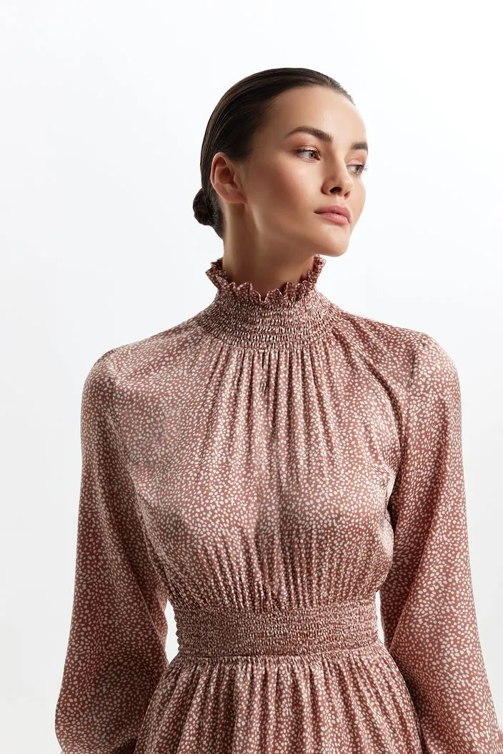 Dea Casual Dresses Floral Dress Vintage Pink Long Sleeve Evening Dress
