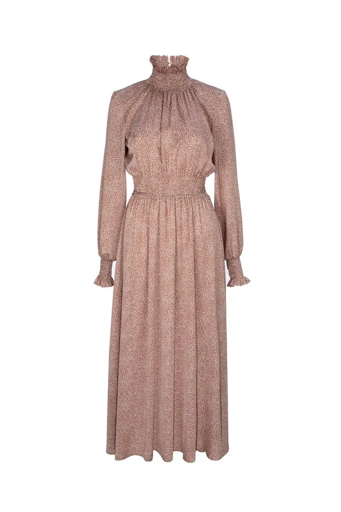 Dea Casual Dresses Floral Dress Vintage Pink Long Sleeve Evening Dress