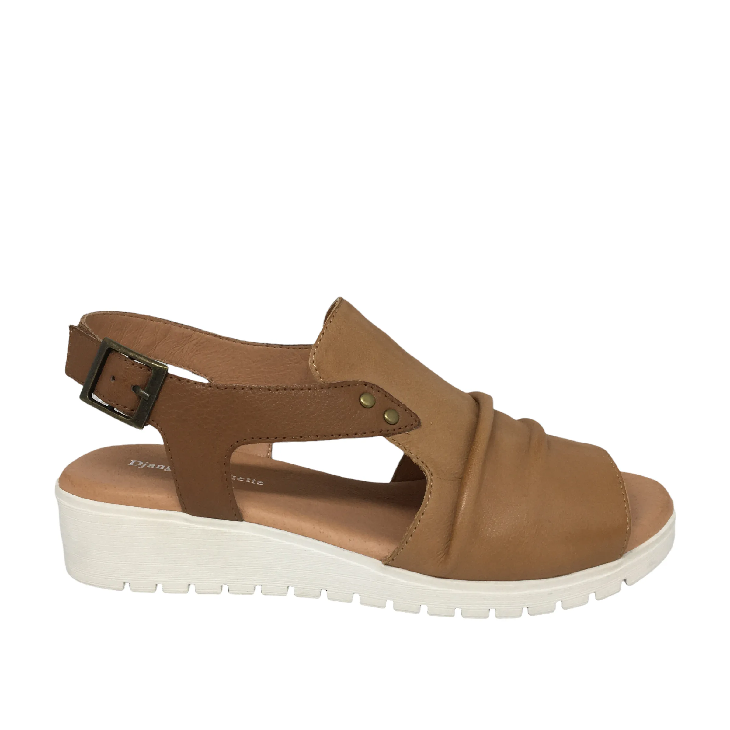 Django & Juliette Madis Leather Sandal ~ Tan ~ Black ~ Yellow