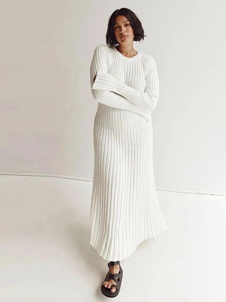 DressBetty - 2024 White Pleated Long Robes Summer Lady Office Maxi Dress