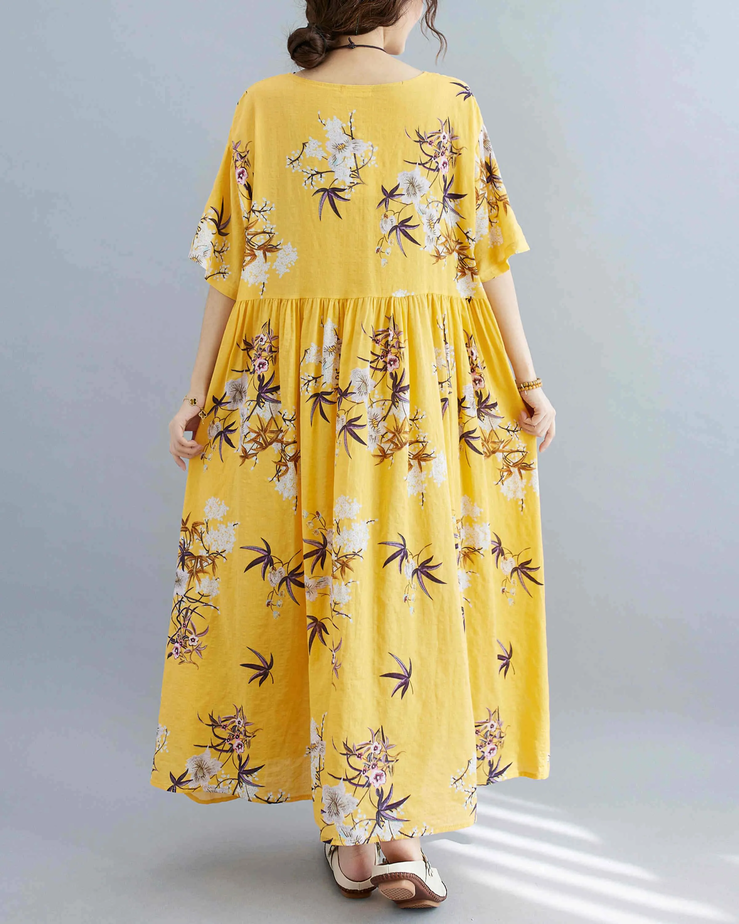 ellazhu Women Short Sleeves Midi T-Shirt Dresses GA2317