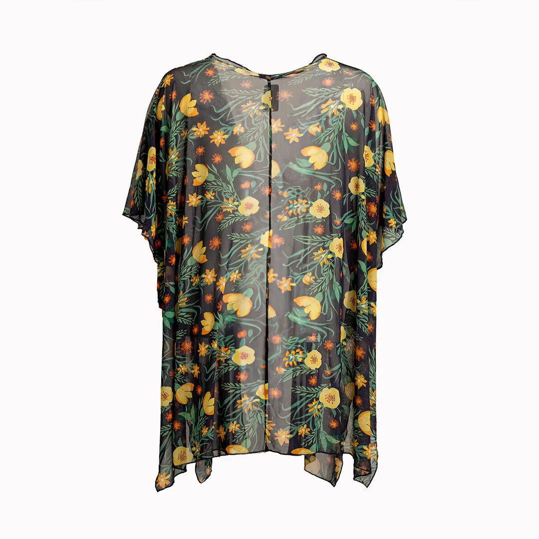Flutter See Through Floral Cardigan