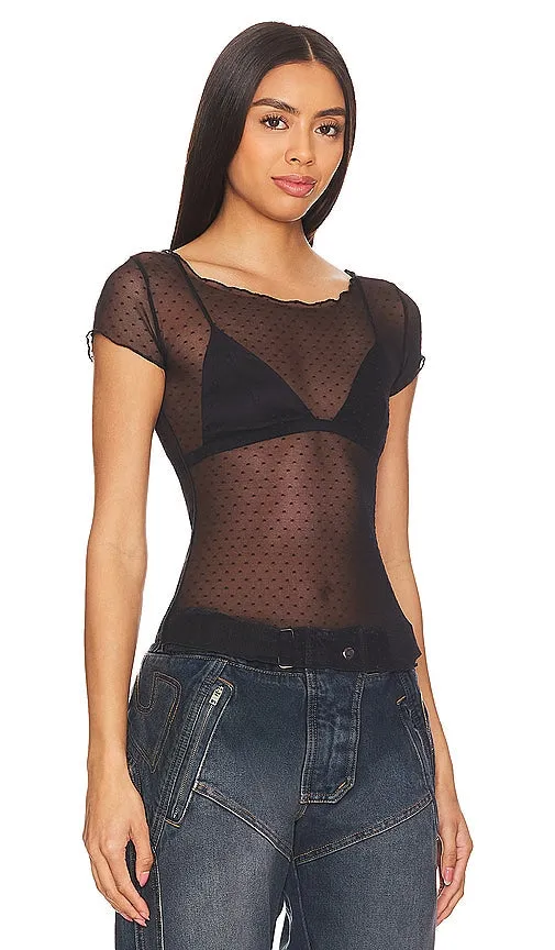 Free People On The Dot Baby Tee in Black