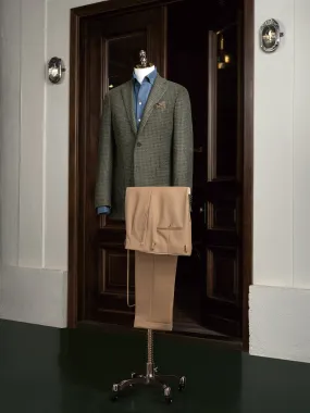 Green Checked Jacket & Beige Trousers