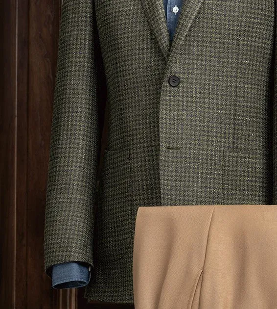 Green Checked Jacket & Beige Trousers