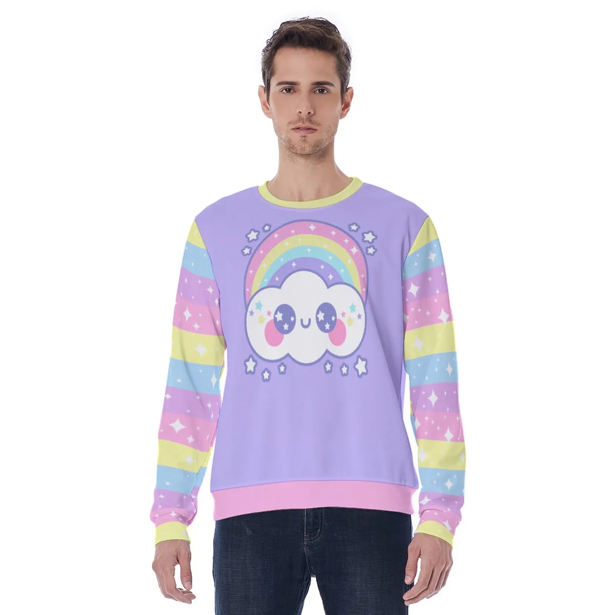 Happy Rainbow Cloud Purple Men's Sweatshirt
