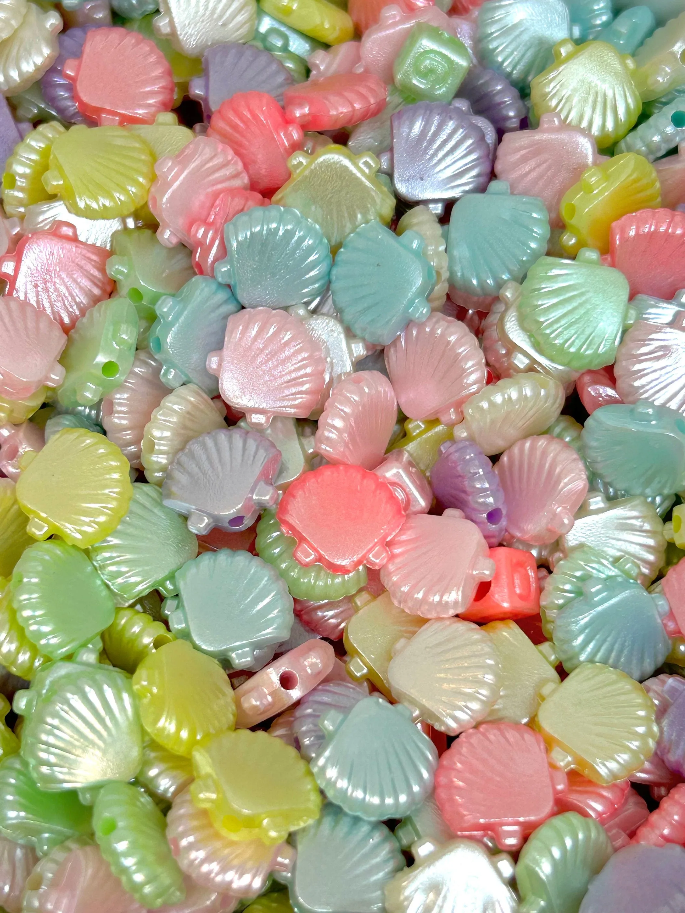 Iridescent Pastel Mermaid Shell Bead Mix - Perfect for Ocean-Themed Jewelry Designs