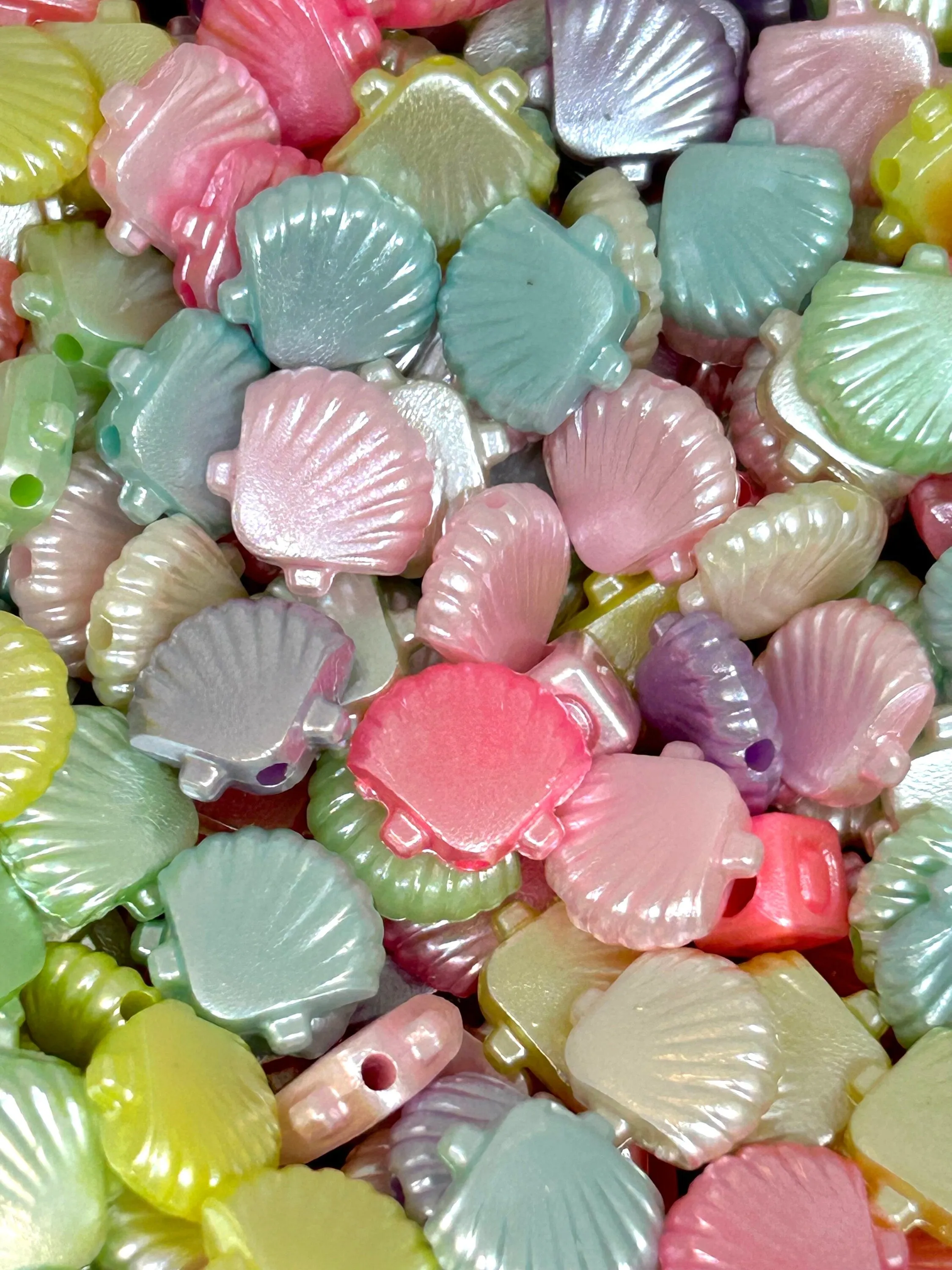 Iridescent Pastel Mermaid Shell Bead Mix - Perfect for Ocean-Themed Jewelry Designs