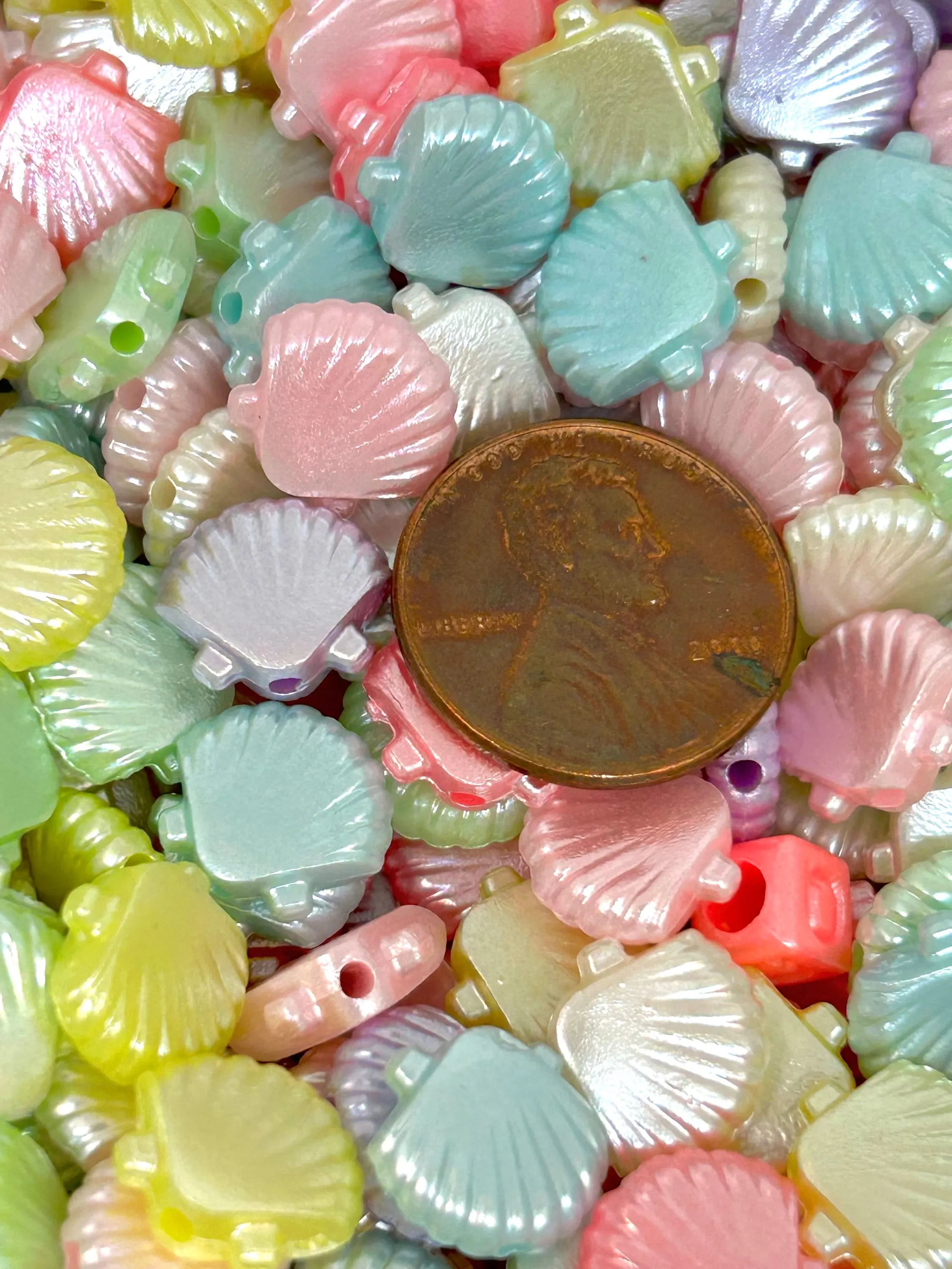 Iridescent Pastel Mermaid Shell Bead Mix - Perfect for Ocean-Themed Jewelry Designs