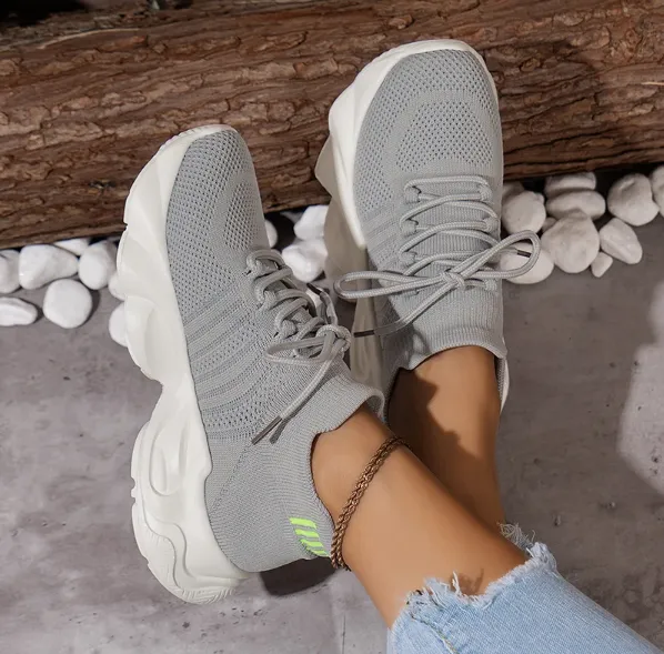 Ivyshape | Breathable Lace Up Sneakers