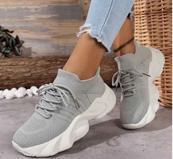 Ivyshape | Breathable Lace Up Sneakers