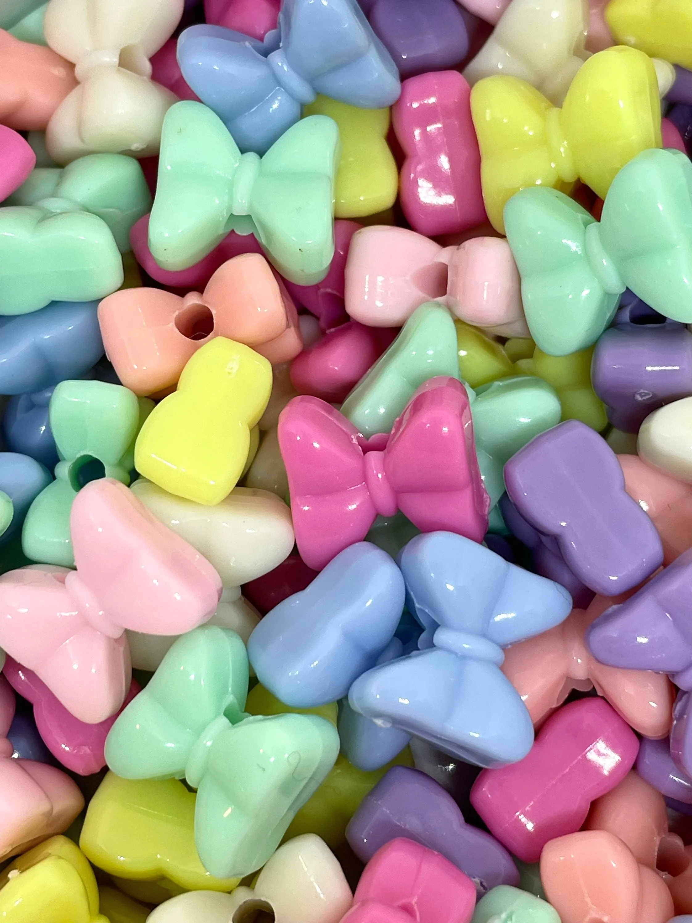 Kawaii Pastel Bow Spacer Beads, DIY Pastel Beads