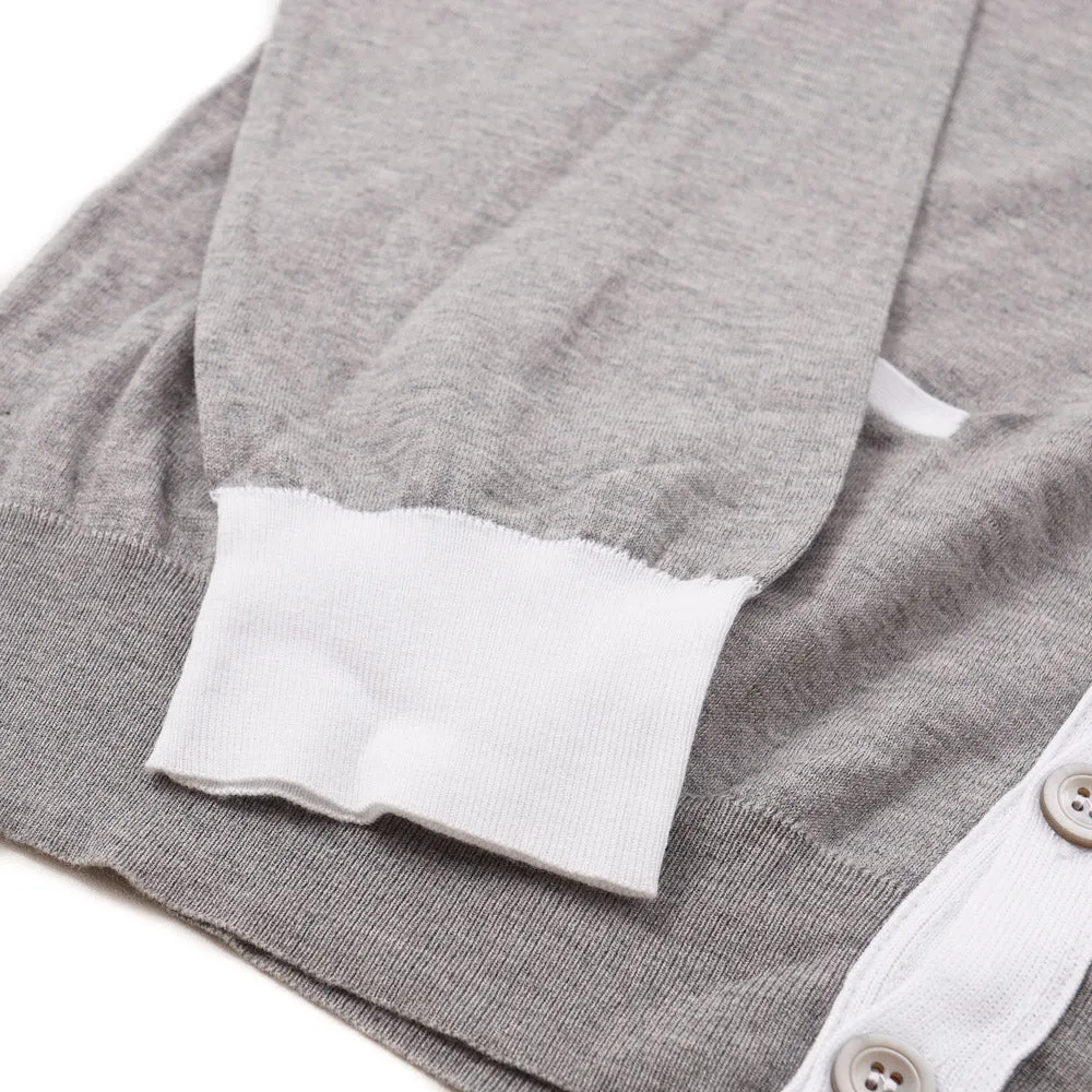 Kiton Lightweight Cotton Cardigan Sweater in Gray
