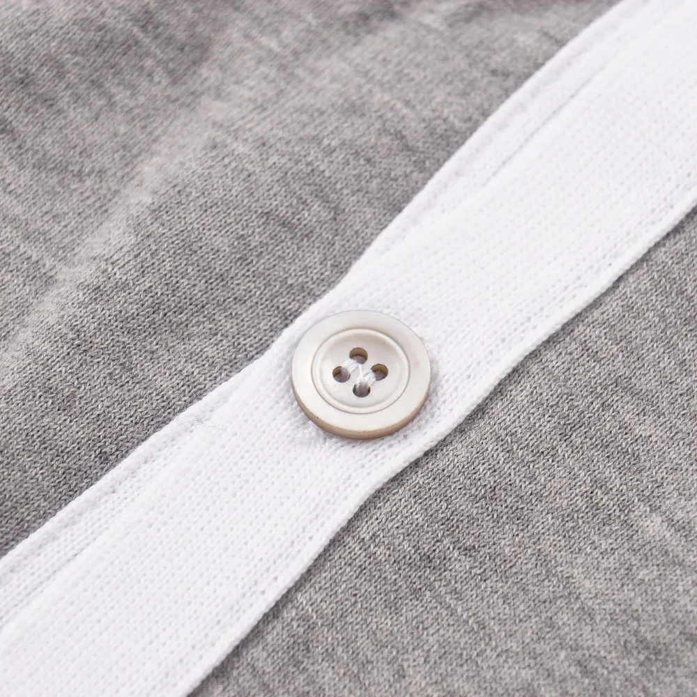 Kiton Lightweight Cotton Cardigan Sweater in Gray
