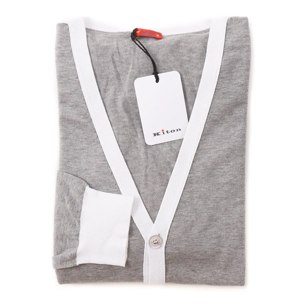 Kiton Lightweight Cotton Cardigan Sweater in Gray