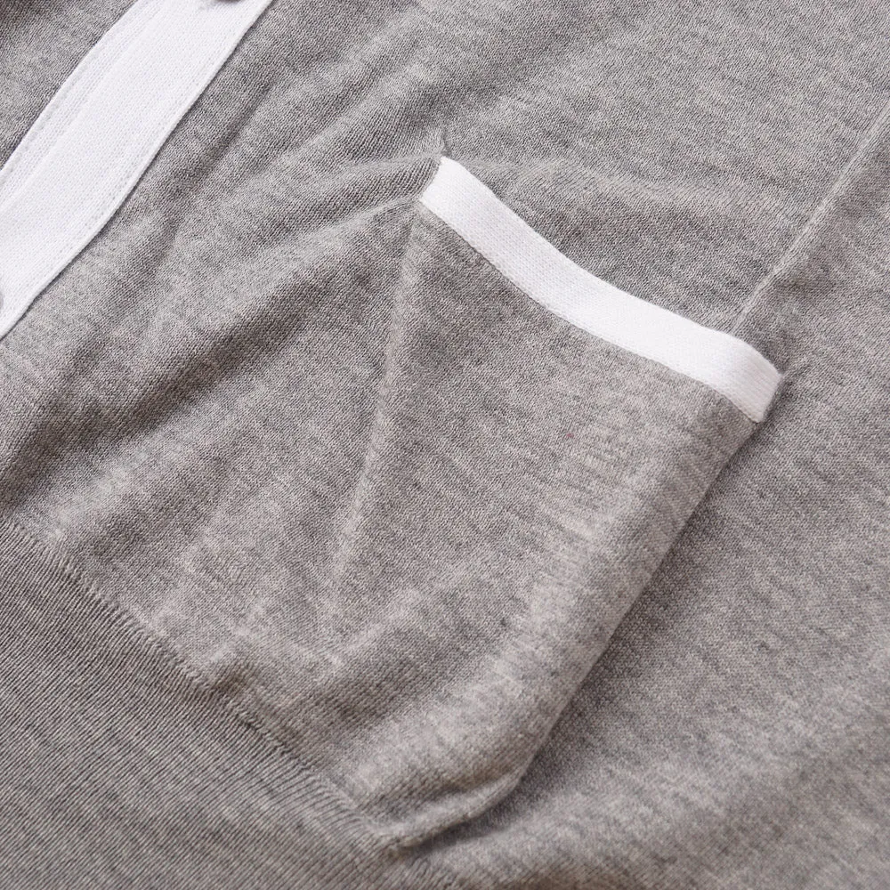 Kiton Lightweight Cotton Cardigan Sweater in Gray