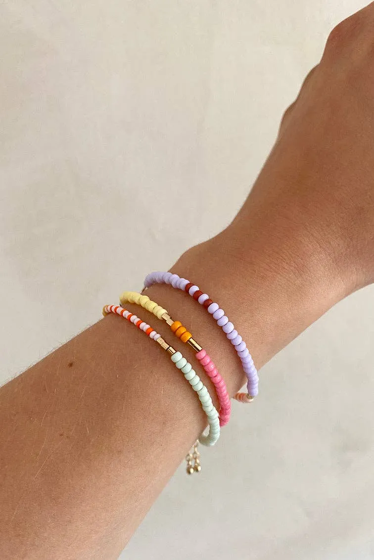 LENTE pearl bracelet - mango - strawberry cream - lilac