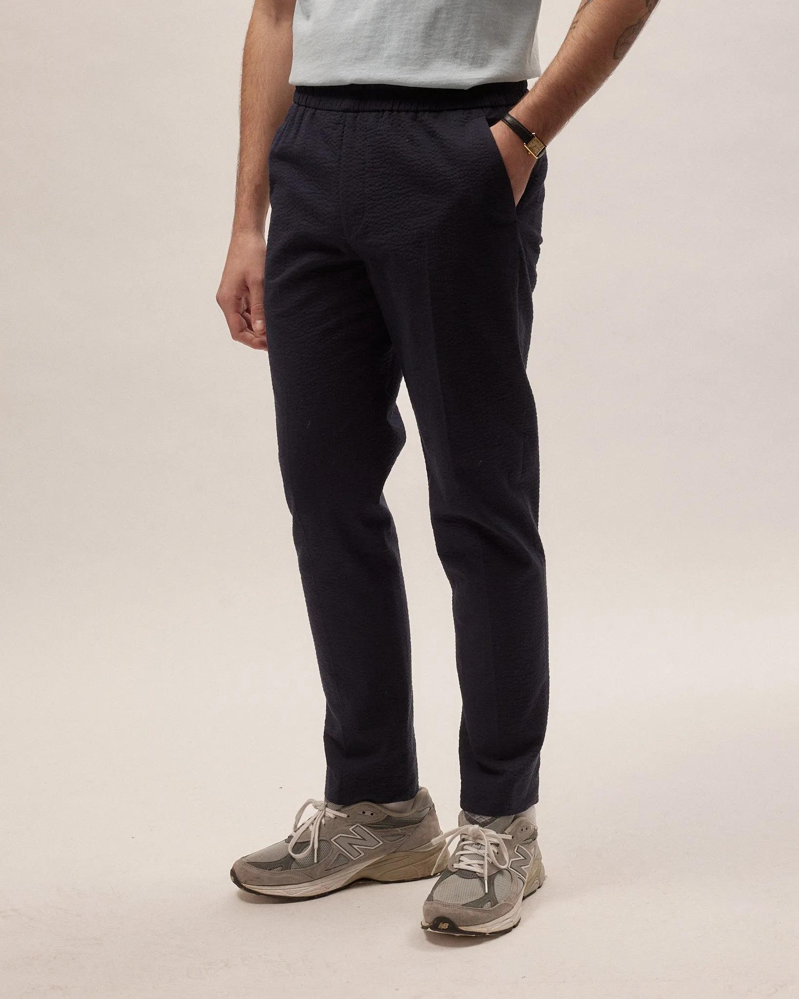 Paolo - Navy - Seersucker