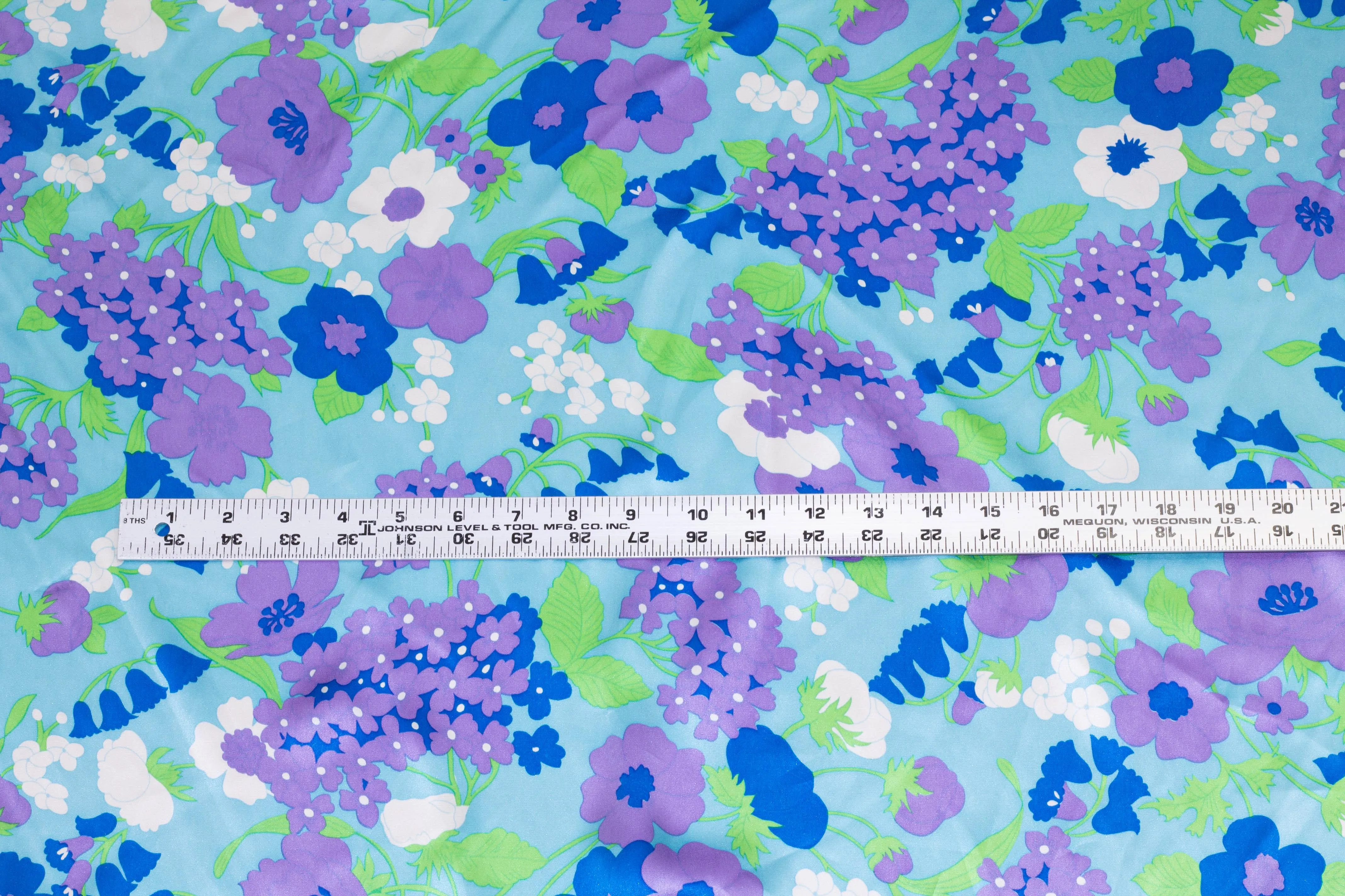 Purple, Blue and Green Floral Silk Charmeuse