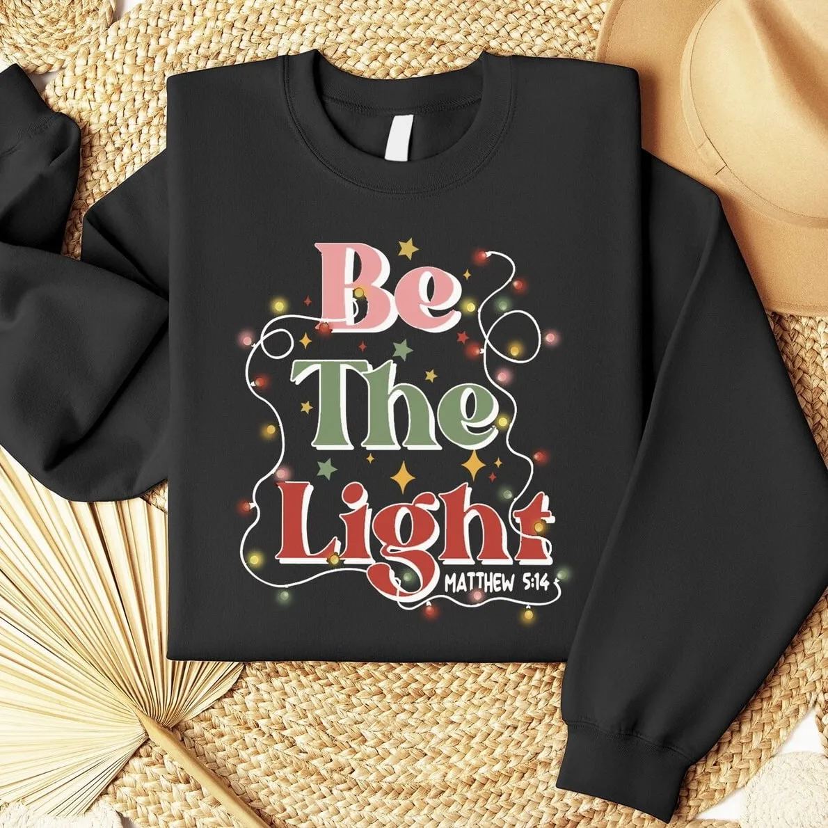 "Be The Light" Christmas Sweatshirt – Custom Embroidered Matching Hoodies