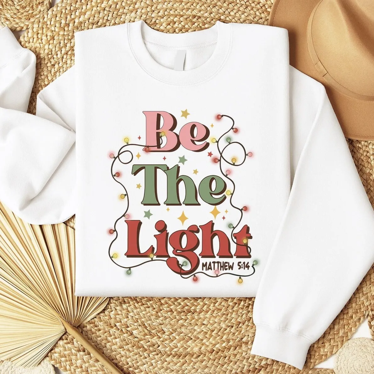 "Be The Light" Christmas Sweatshirt – Custom Embroidered Matching Hoodies
