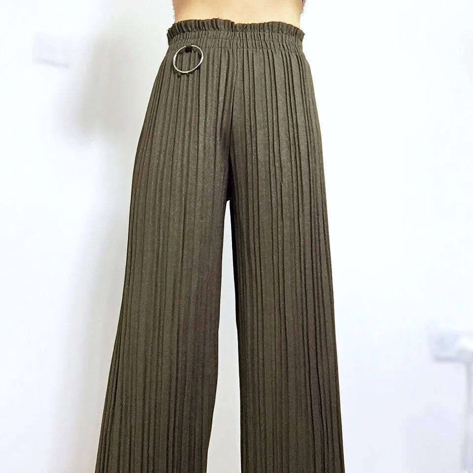 SIDE RING SHIMMER PLEATED TROUSERS