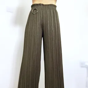 SIDE RING SHIMMER PLEATED TROUSERS