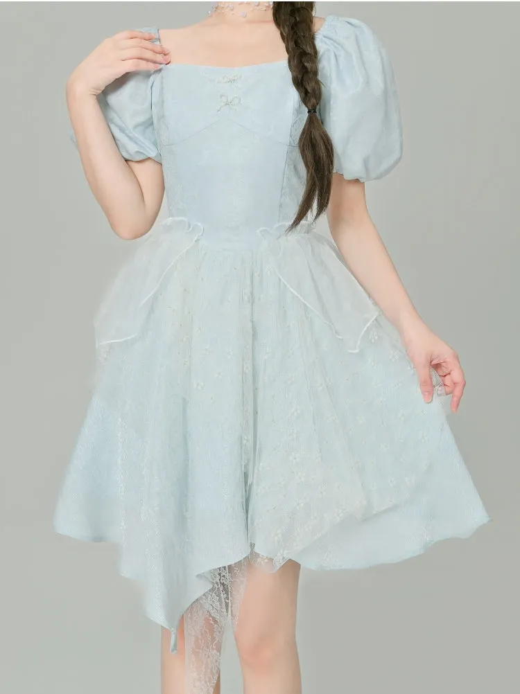Summer French Puff Sleeve Princess Dres
