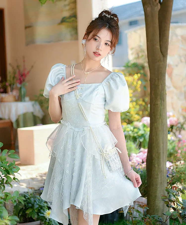 Summer French Puff Sleeve Princess Dres