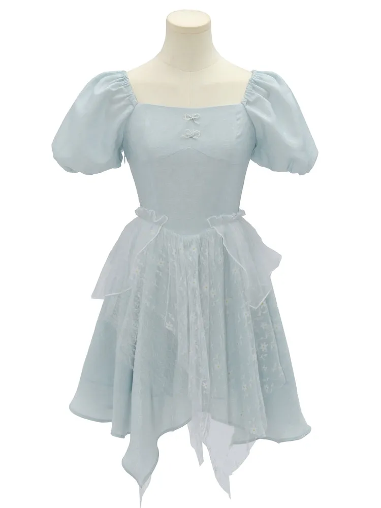 Summer French Puff Sleeve Princess Dres