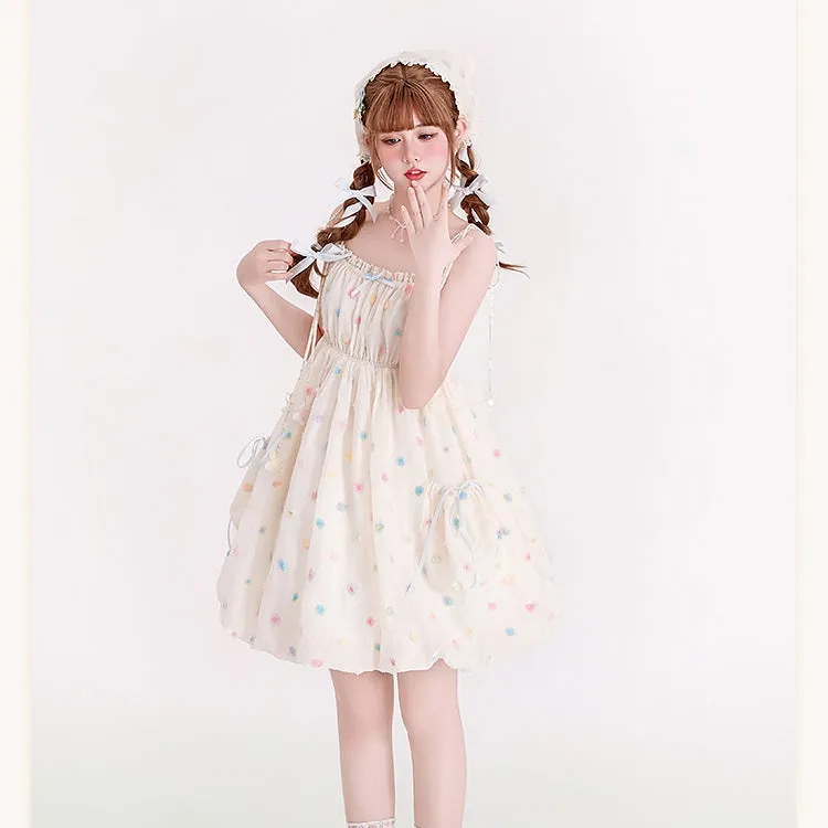 Sweet Girly Polka Dot Floral Print Dresses