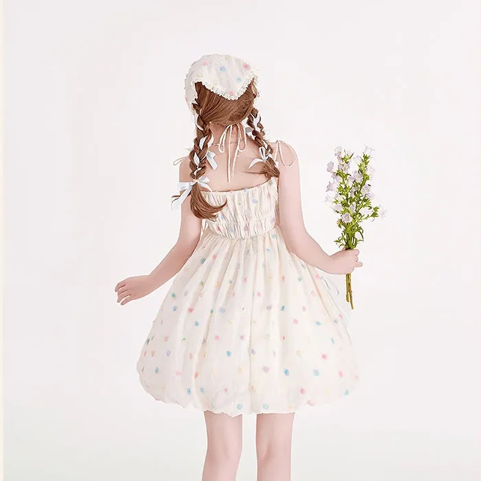 Sweet Girly Polka Dot Floral Print Dresses