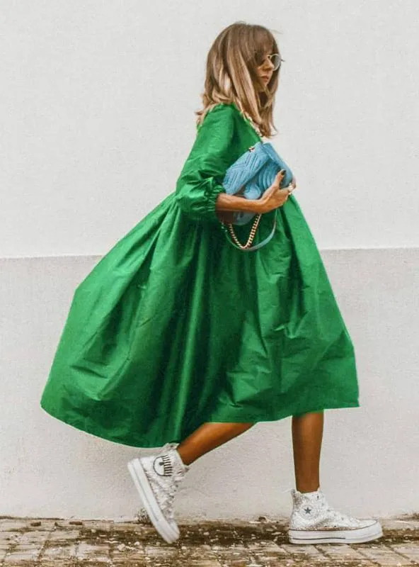 TastyHottie - COLOR LOOSE OVERSIZED LONG SLEEVE MIDI DRESS