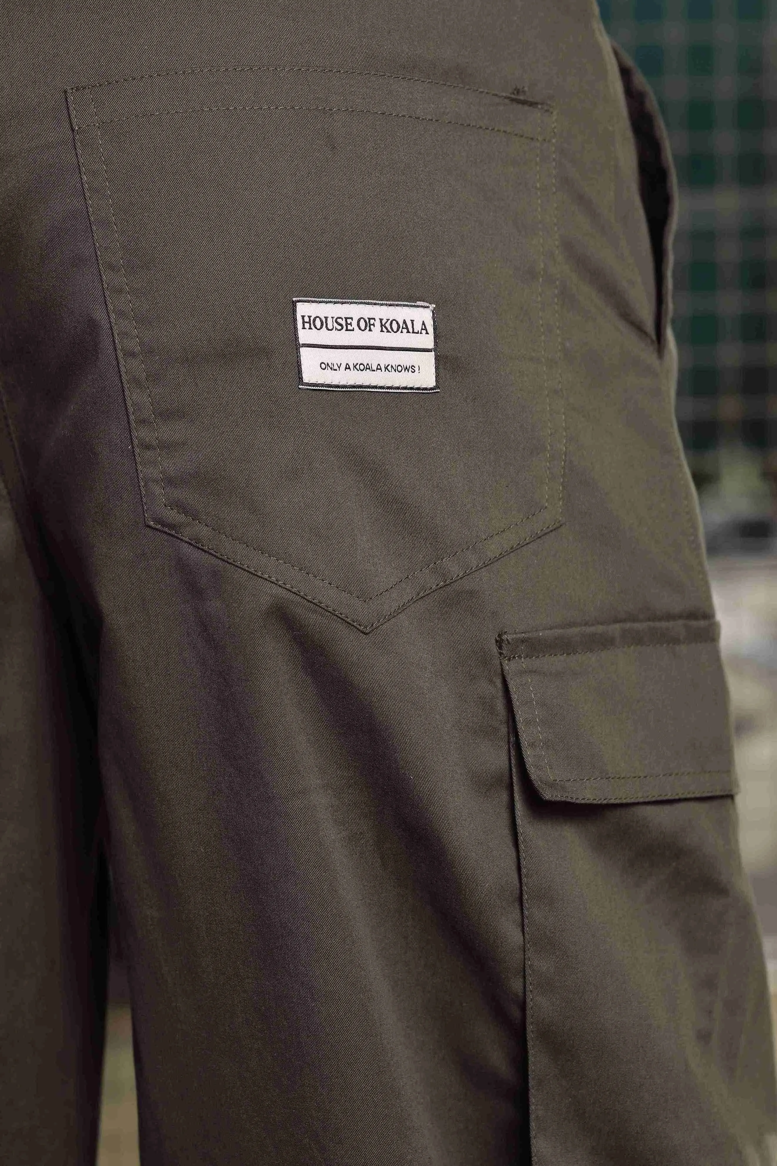 Unisex Baggy fit Olive Baggy Cargo Trousers